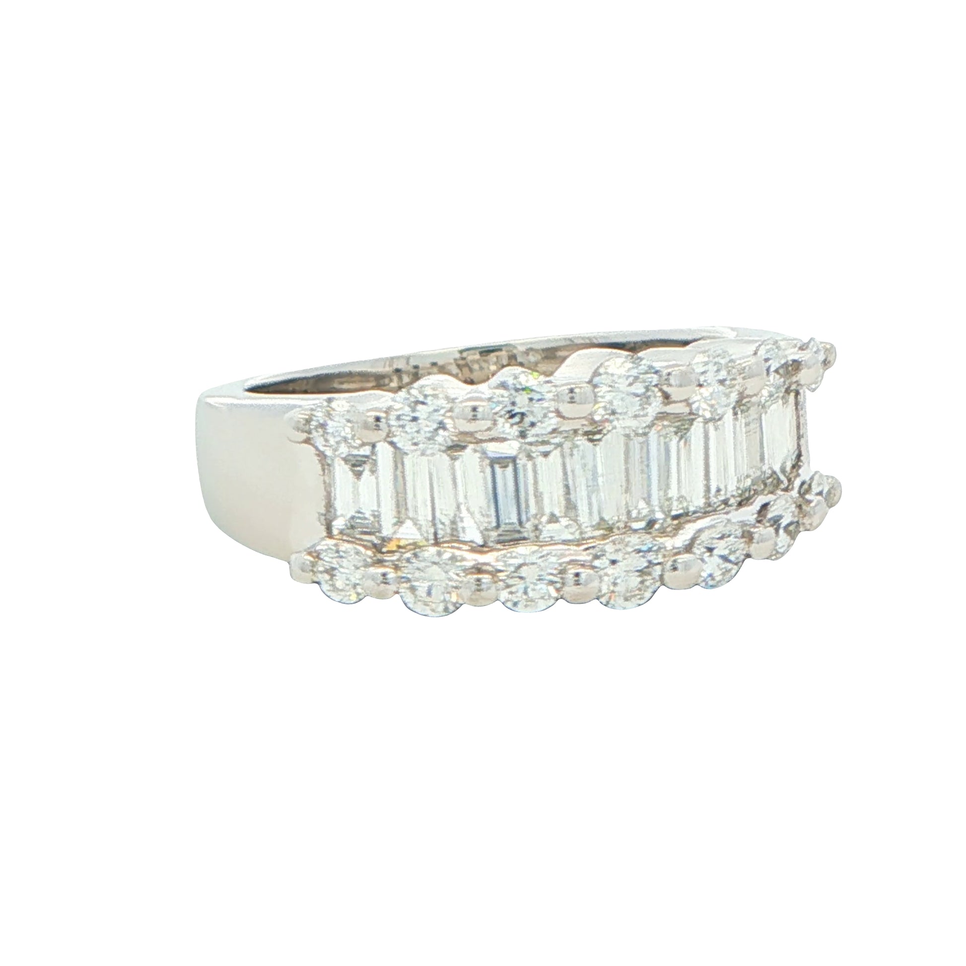Round Brilliant and Baguette Cut Diamond Ring -1.40cts Gardiner Brothers