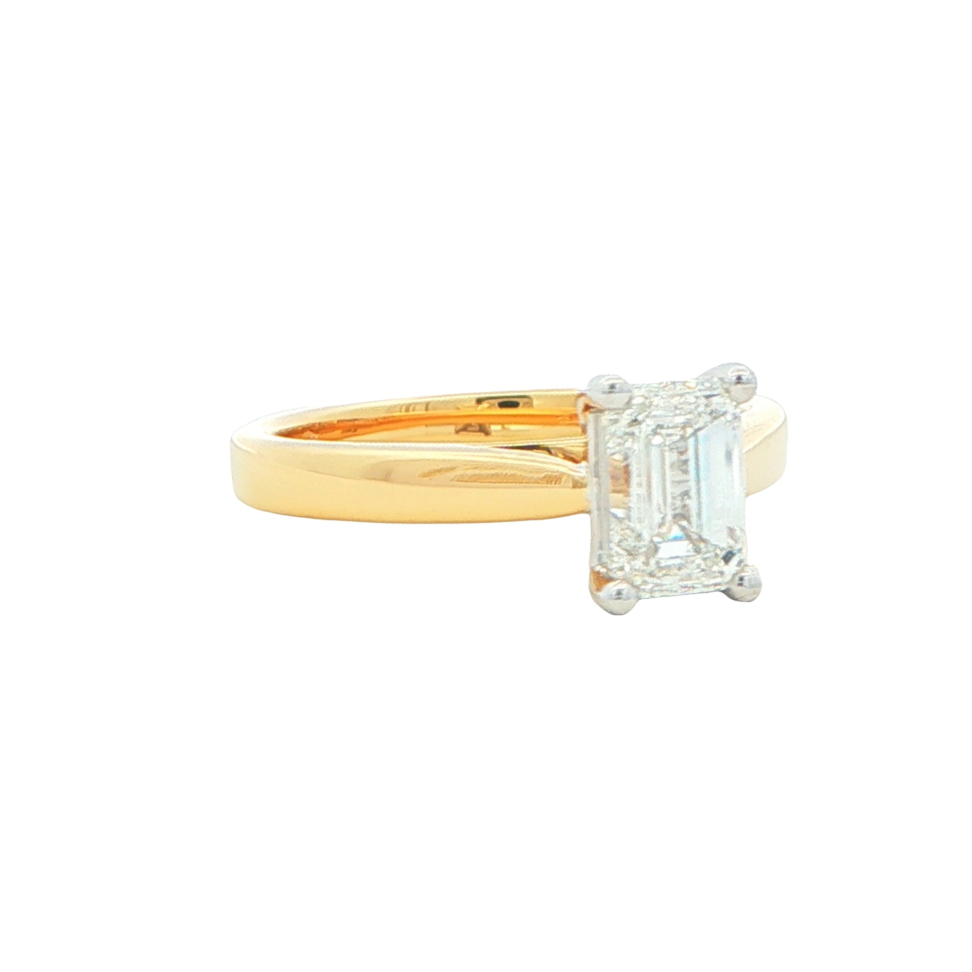 Yellow Gold Emerald Cut Diamond Solitaire Ring - 1.00cts Gardiner Brothers