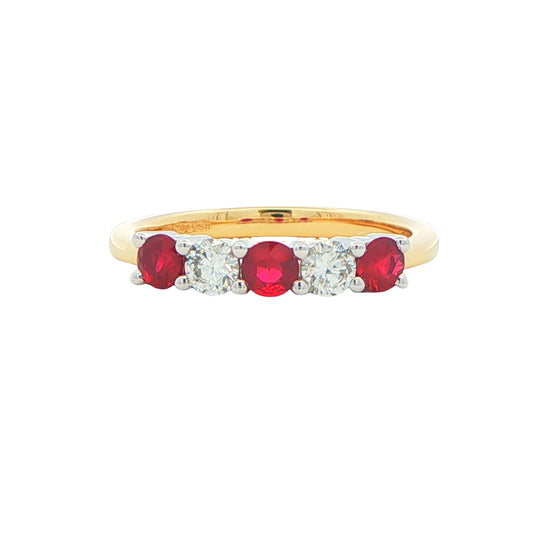Ruby and Diamond 5 Stone Ring