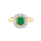Octagonal Emerald and round brilliant cut diamond vintage cluster style ring Gardiner Brothers