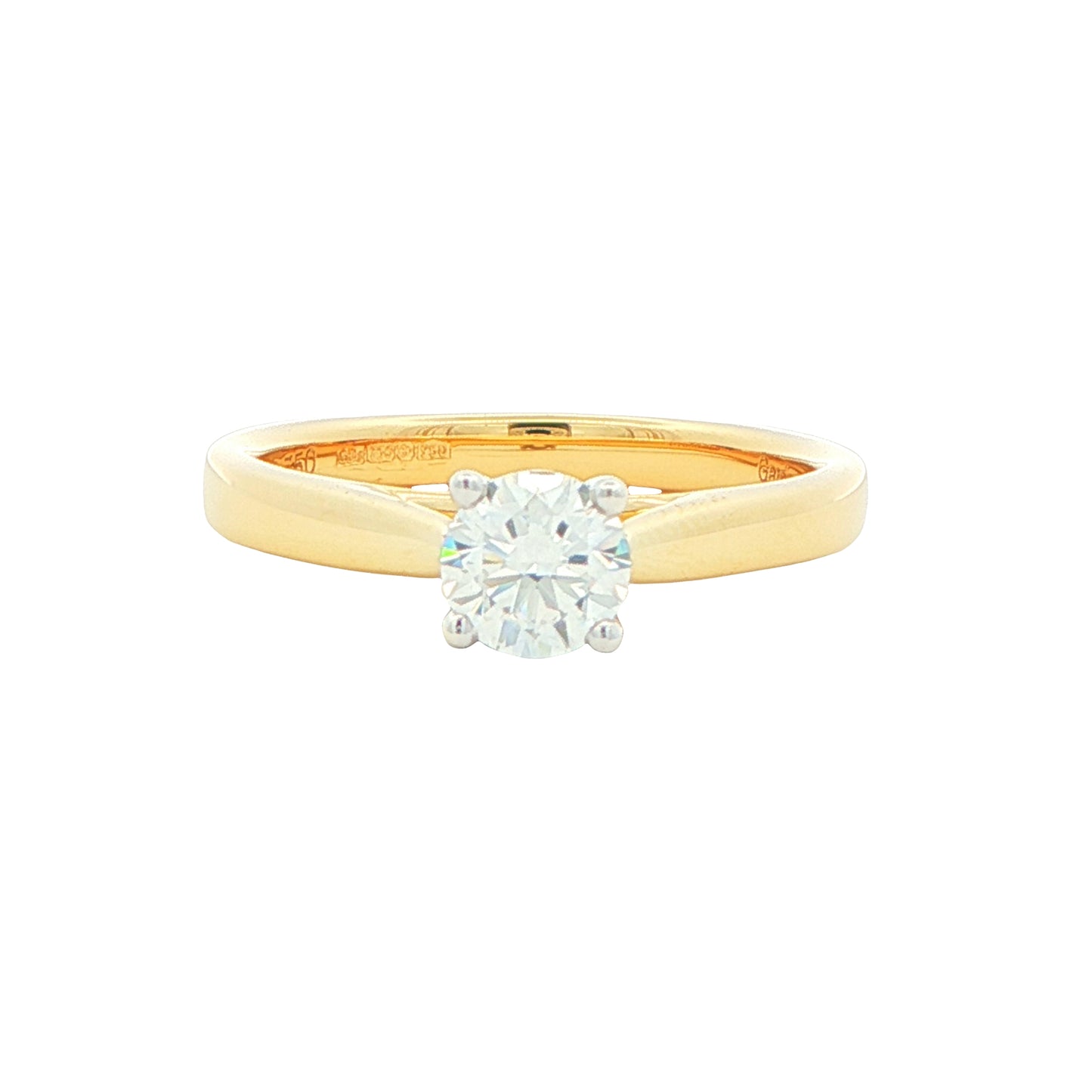 Yellow Gold Round Brilliant cut diamond solitaire ring - 0.50cts Gardiner Brothers