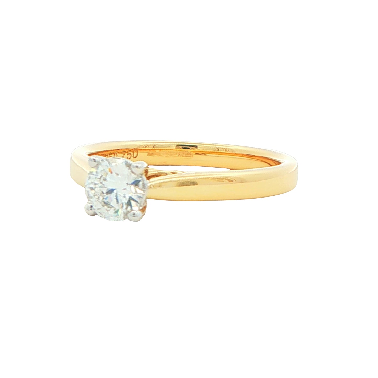 Yellow Gold Round Brilliant cut diamond solitaire ring - 0.50cts Gardiner Brothers