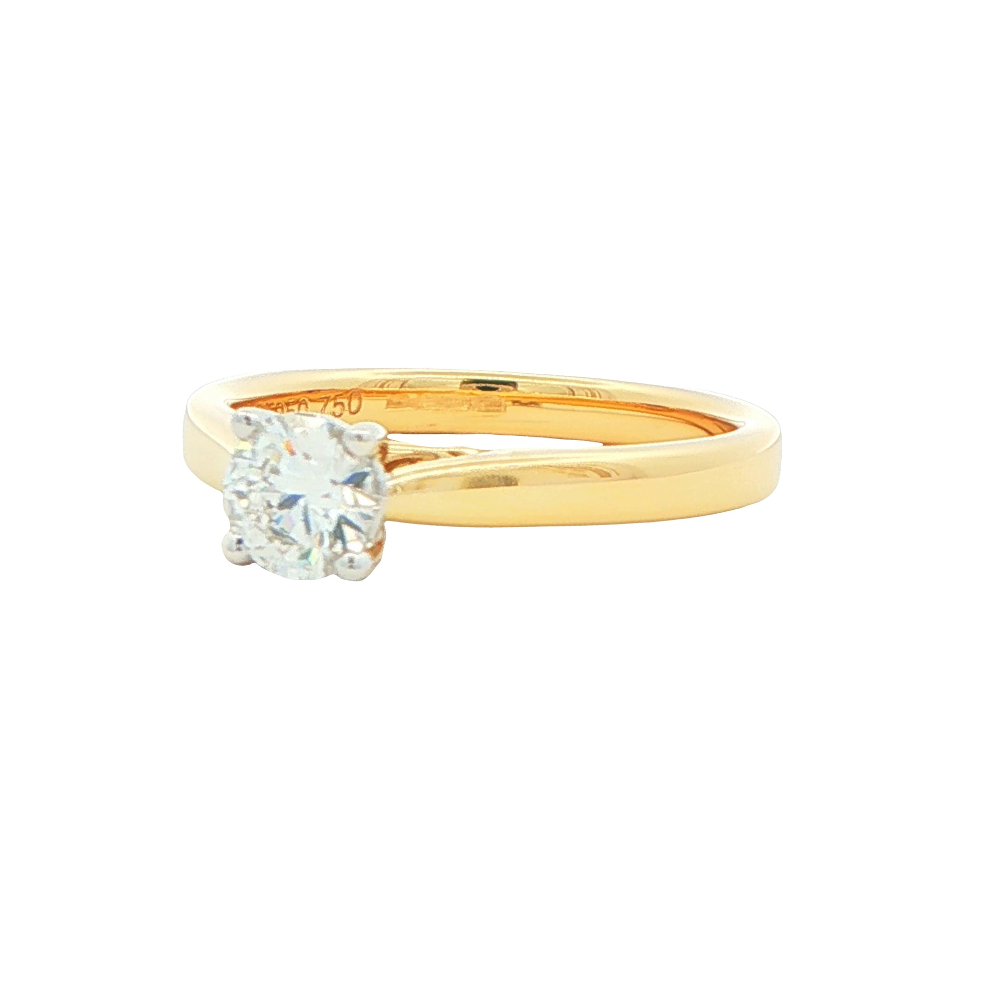 Yellow Gold Round Brilliant cut diamond solitaire ring - 0.50cts Gardiner Brothers