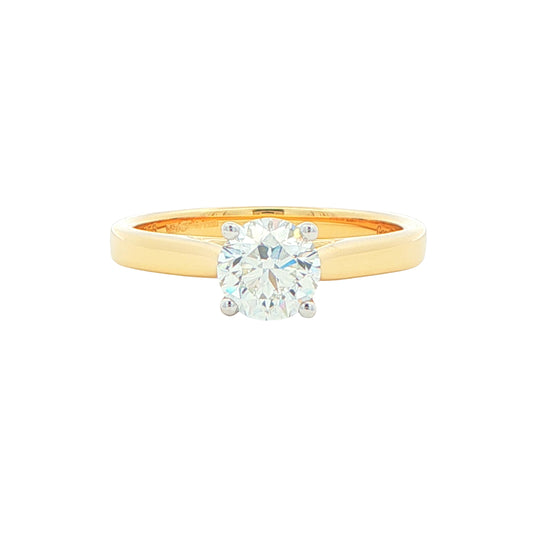 Yellow Gold Round Brilliant Cut Diamond Solitaire Ring - 0.80cts