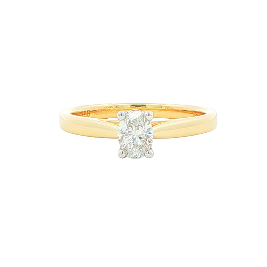 Yellow Gold Oval Shaped Diamond Solitaire Ring - 0.40cts Gardiner Brothers