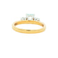 Octagonal Aquamarine and round brilliant cut diamond 3 stone ring