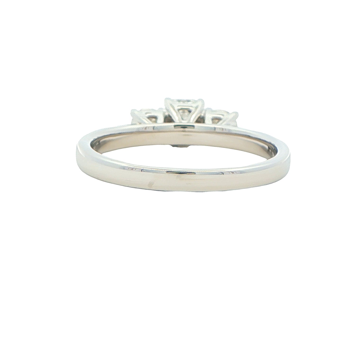 Platinum Emerald and round brilliant cut diamond 3 stone ring - 1.00cts Gardiner Brothers