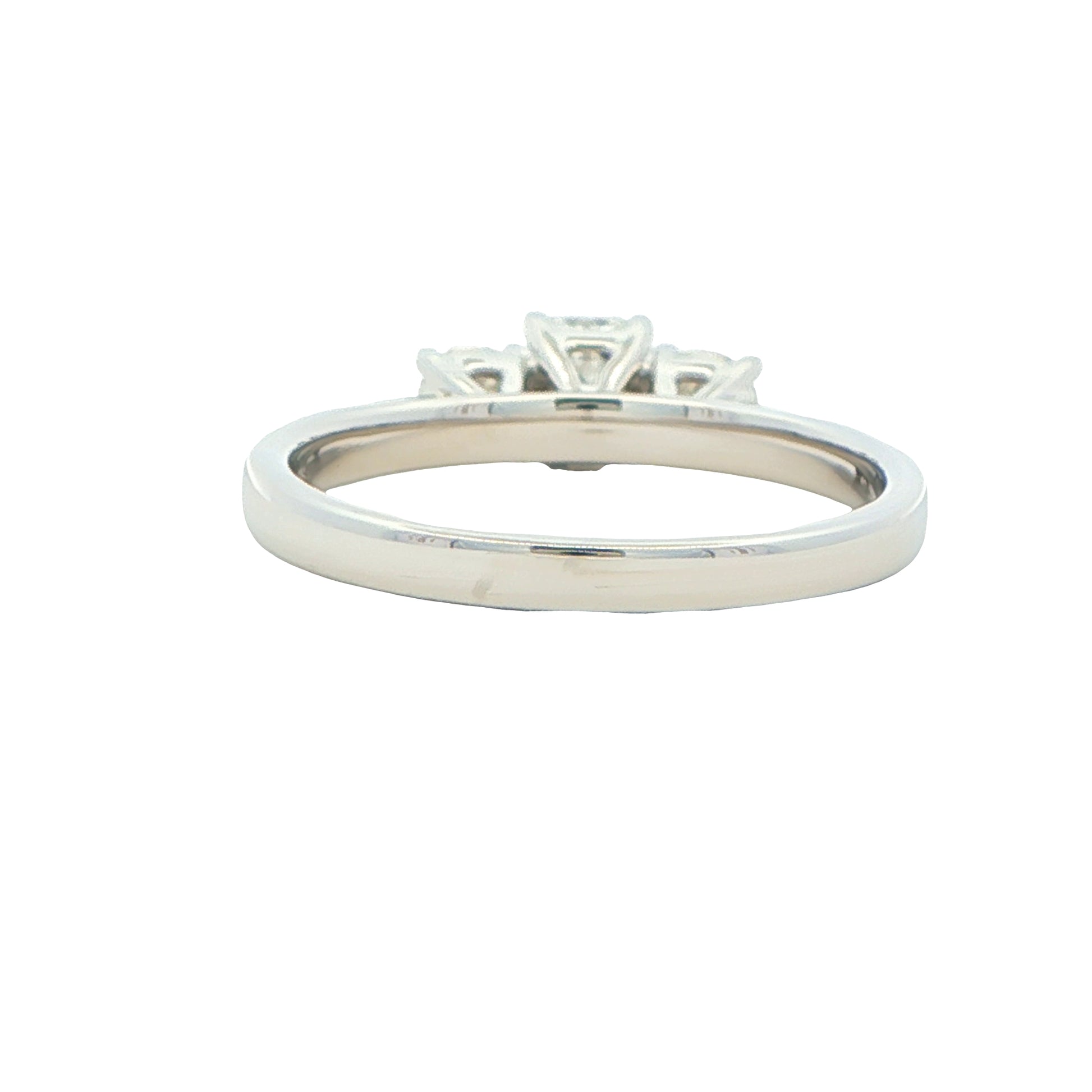 Platinum Emerald and round brilliant cut diamond 3 stone ring - 1.00cts Gardiner Brothers