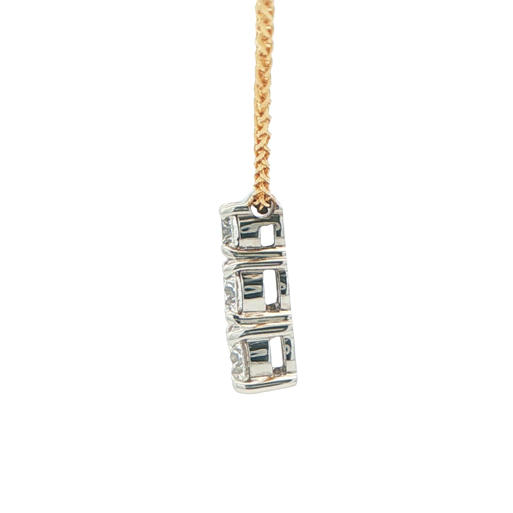Round Brilliant Cut Diamond 3 Stone Drop Pendant - 0.94cts Gardiner Brothers