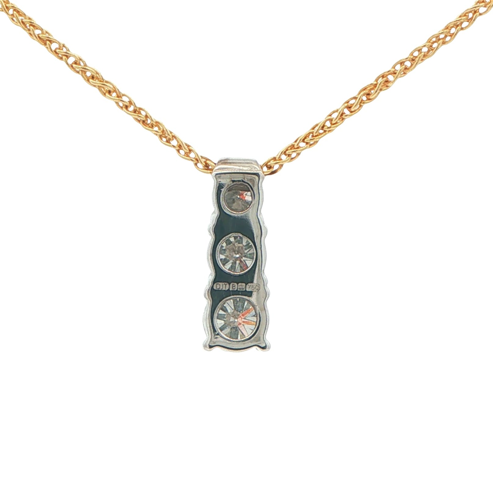 Round Brilliant Cut Diamond 3 Stone Drop Pendant - 0.94cts Gardiner Brothers
