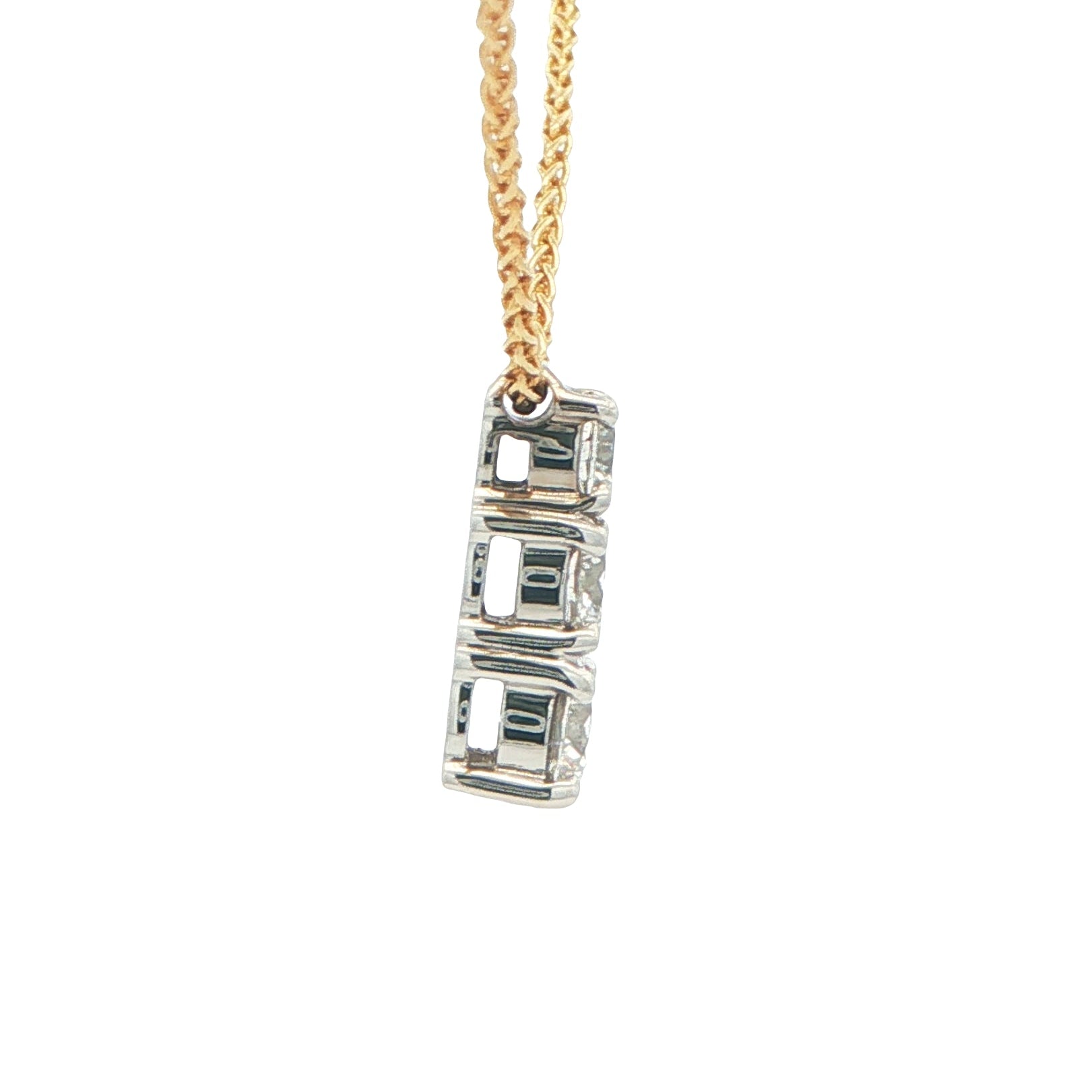 Round Brilliant Cut Diamond 3 Stone Drop Pendant - 0.94cts Gardiner Brothers