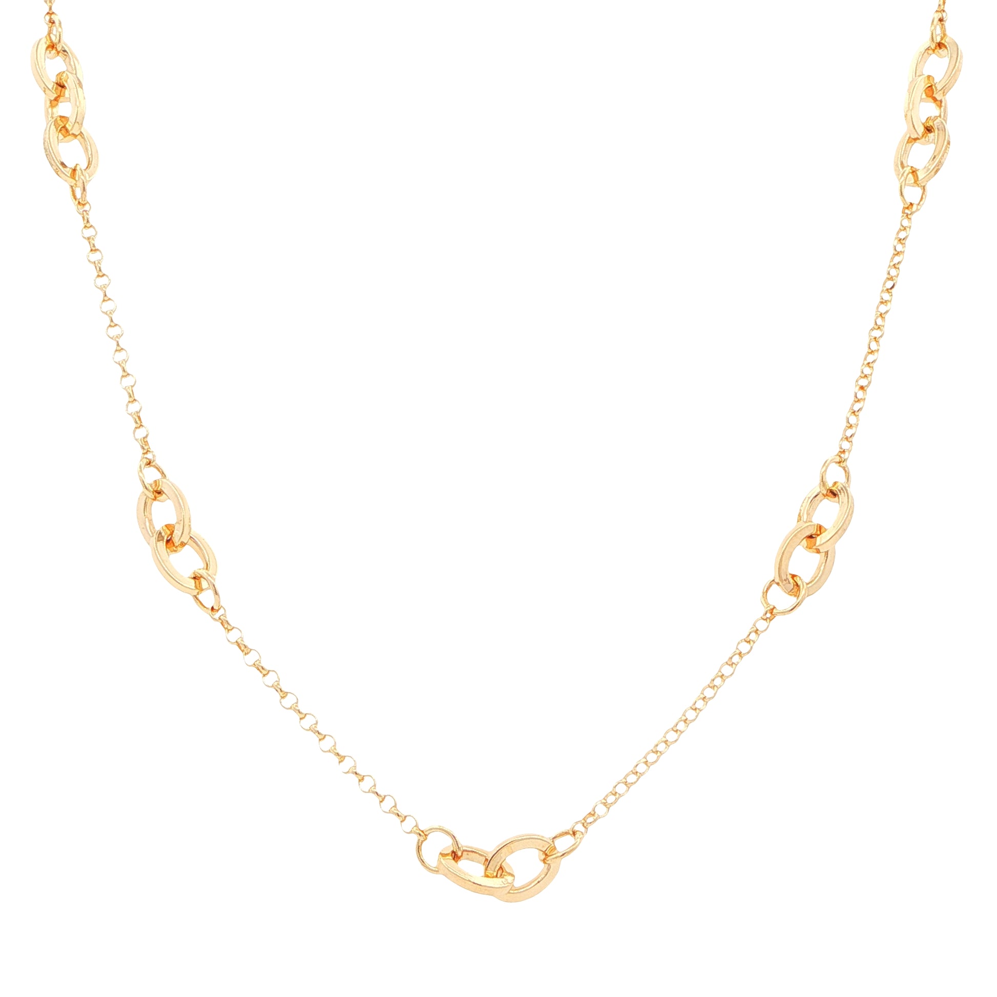 Yellow Gold Solid interlocked Circles Station Necklet Gardiner Brothers