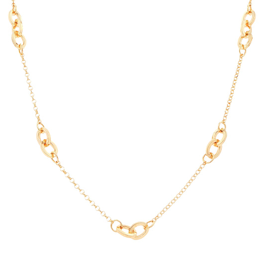 Yellow Gold Solid interlocked Circles Station Necklet Gardiner Brothers