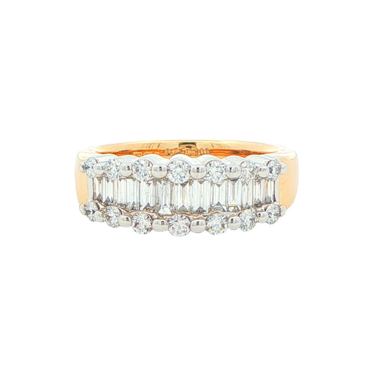 Round Brilliant and Baguette Cut Diamond Ring -1.00cts Gardiner Brothers