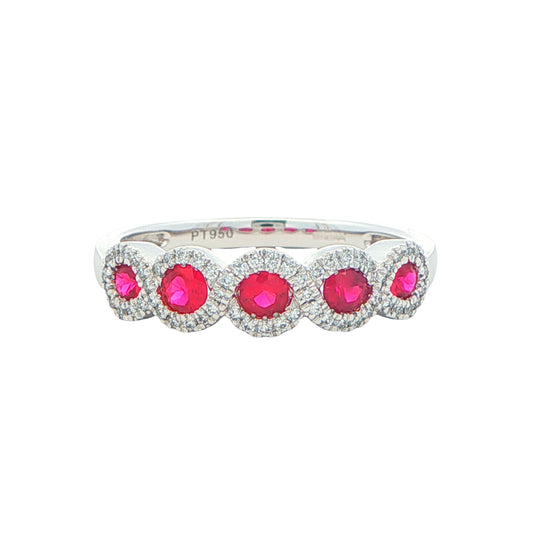 Ruby and Diamond Halo Style Dress Ring Gardiner Brothers