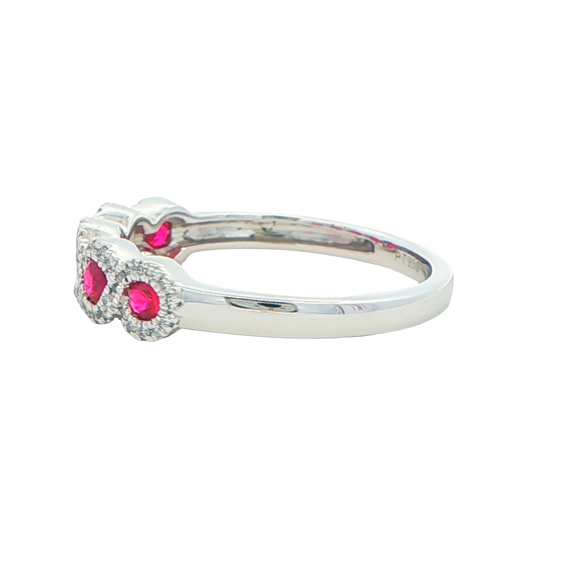 Ruby and Diamond Halo Style Dress Ring Gardiner Brothers