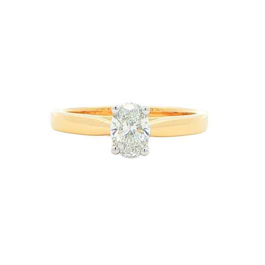 Yellow Gold Oval Shaped Diamond Solitaire Ring - 0.50cts Gardiner Brothers