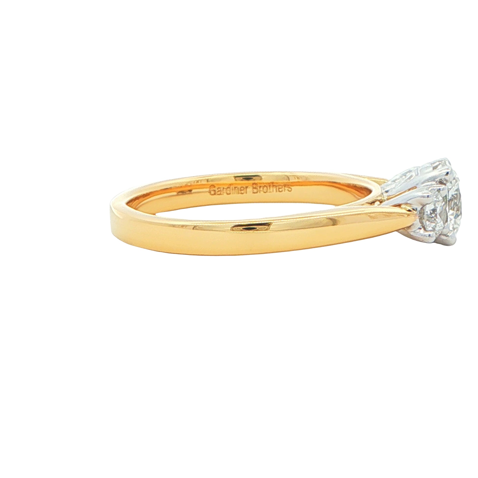 Yellow Gold Round Brilliant Cut Diamond 3 Stone Ring - 1.05cts Gardiner Brothers