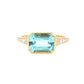 Octagonal shaped Aquamarine Ring with diamond set shoulders Gardiner Brothers
