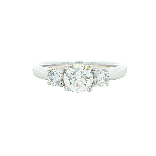 Platinum Round Brilliant Cut Diamond 3 Stone Ring - 1.02cts Gardiner Brothers