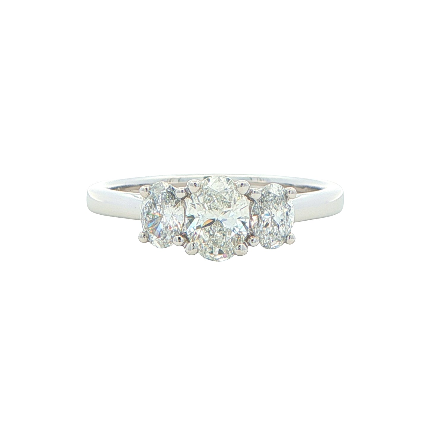 Platinum Oval Shaped Diamond 3 Stone Ring - 0.92cts Gardiner Brothers