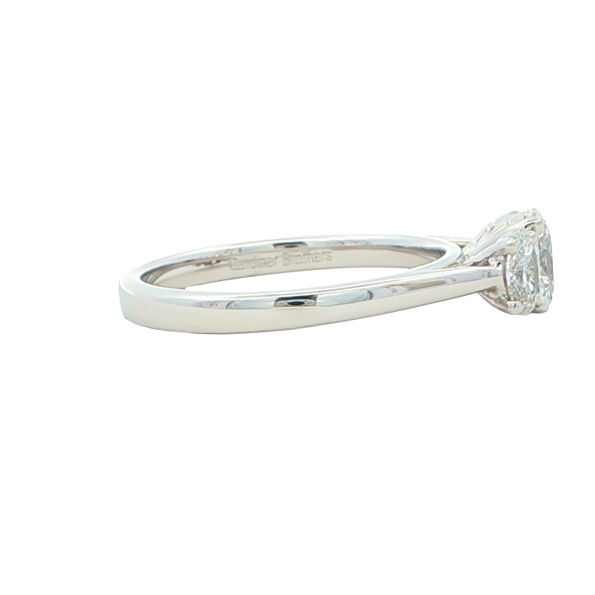 Platinum Oval Shaped Diamond 3 Stone Ring - 0.92cts Gardiner Brothers