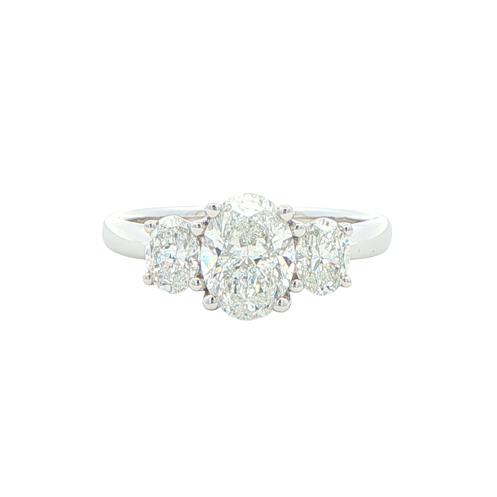 Platinum Oval Shaped Diamond 3 Stone Ring - 1.80cts Gardiner Brothers