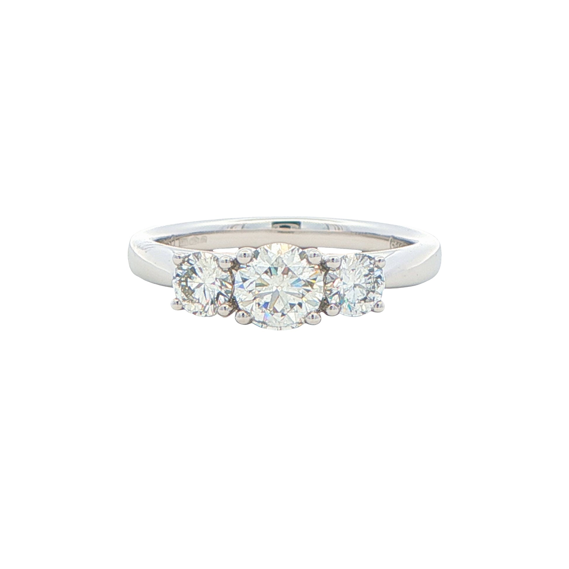 Platinum Round Brilliant Cut Diamond 3 Stone Ring - 0.70cts Gardiner Brothers
