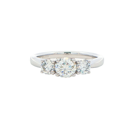 Platinum Round Brilliant Cut Diamond 3 Stone Ring - 0.70cts