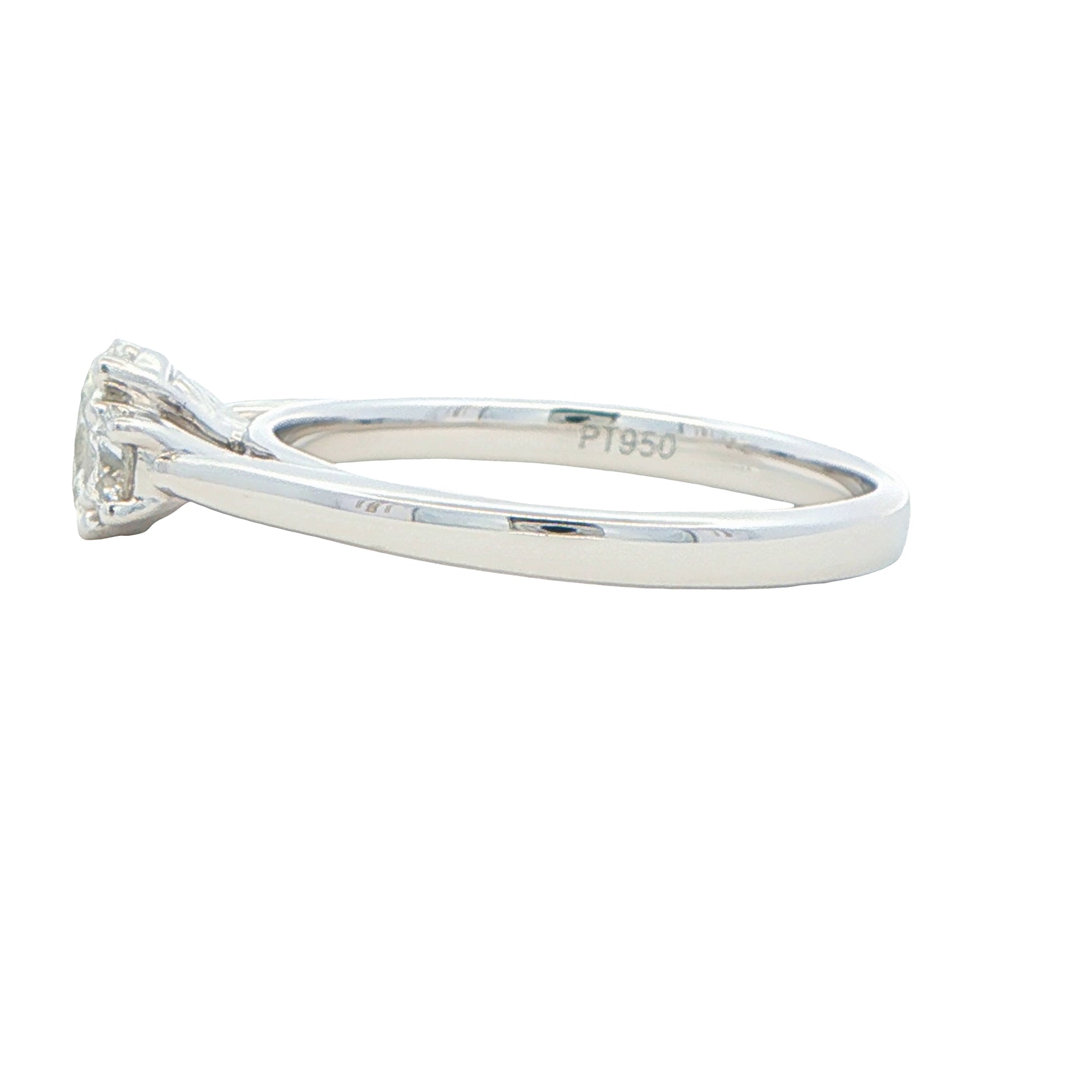 Platinum Oval and round brilliant cut diamond 3 stone ring - 0.80cts Gardiner Brothers