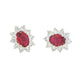Oval shaped ruby and round brilliant cut diamond cluster style earrings Gardiner Brothers