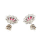 Oval shaped ruby and round brilliant cut diamond cluster style earrings Gardiner Brothers