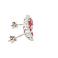 Oval shaped ruby and round brilliant cut diamond cluster style earrings Gardiner Brothers