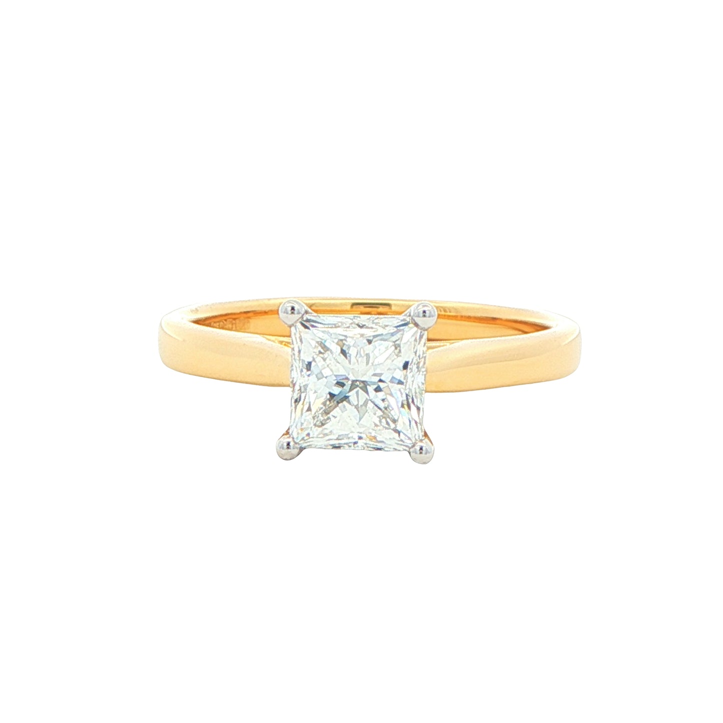Yellow Gold Princess Cut Diamond Solitaire Ring - 1.21cts Gardiner Brothers
