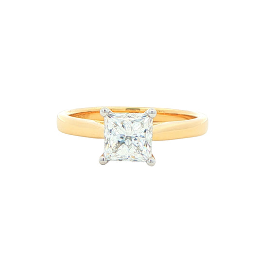 Yellow Gold Princess Cut Diamond Solitaire Ring - 1.21cts Gardiner Brothers