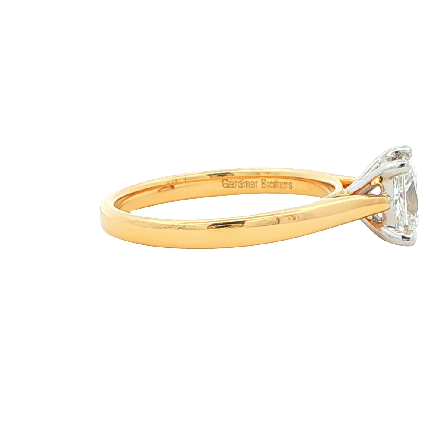 Yellow Gold Princess Cut Diamond Solitaire Ring - 1.21cts Gardiner Brothers