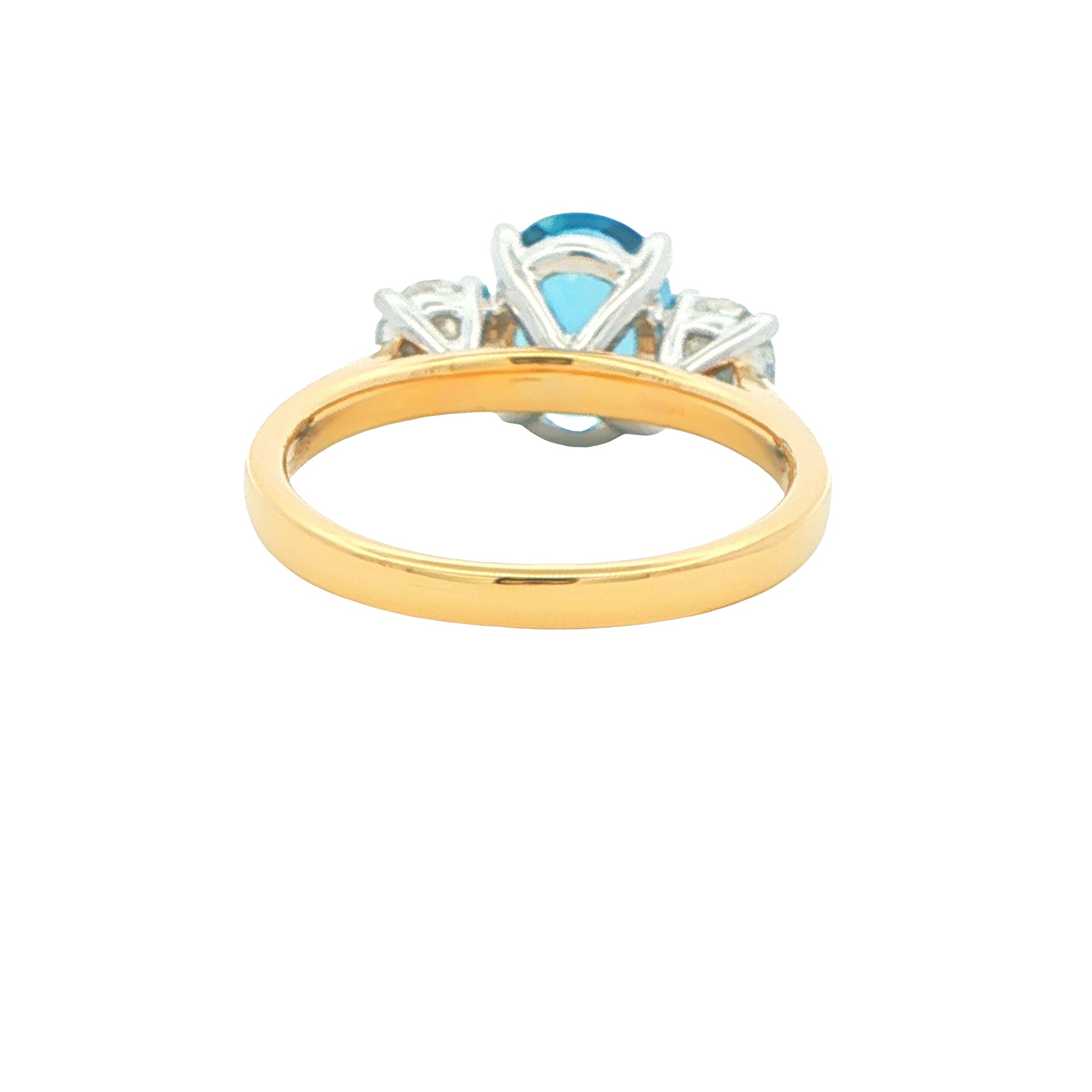 Aquamarine and Round Brilliant Cut Diamond 3 Stone Ring Gardiner Brothers