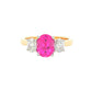 Pink Sapphire and Oval Shaped Diamond 3 Stone Ring Gardiner Brothers
