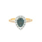 Pear Shaped Teal Sapphire and Round Brilliant Cut Diamond Halo Style Ring Gardiner Brothers
