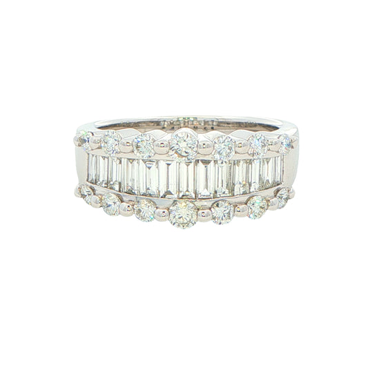 Round Brilliant and Baguette Cut Diamond Ring -1.40cts Gardiner Brothers