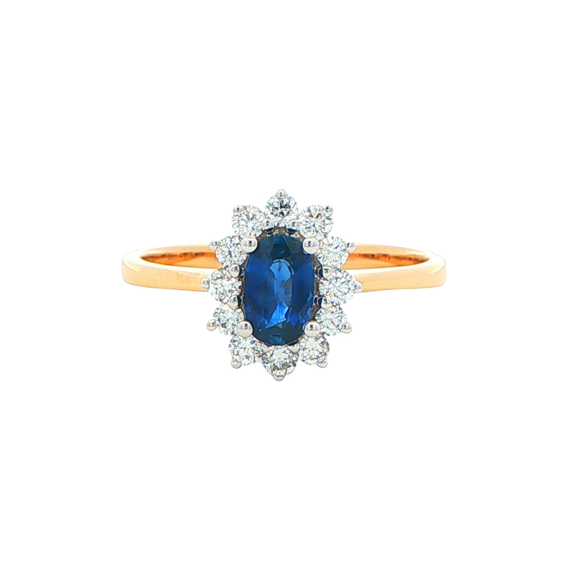 Sapphire and Round Brilliant Diamond Cluster Style Ring Gardiner Brothers