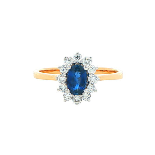 Sapphire and Round Brilliant Diamond Cluster Style Ring Gardiner Brothers