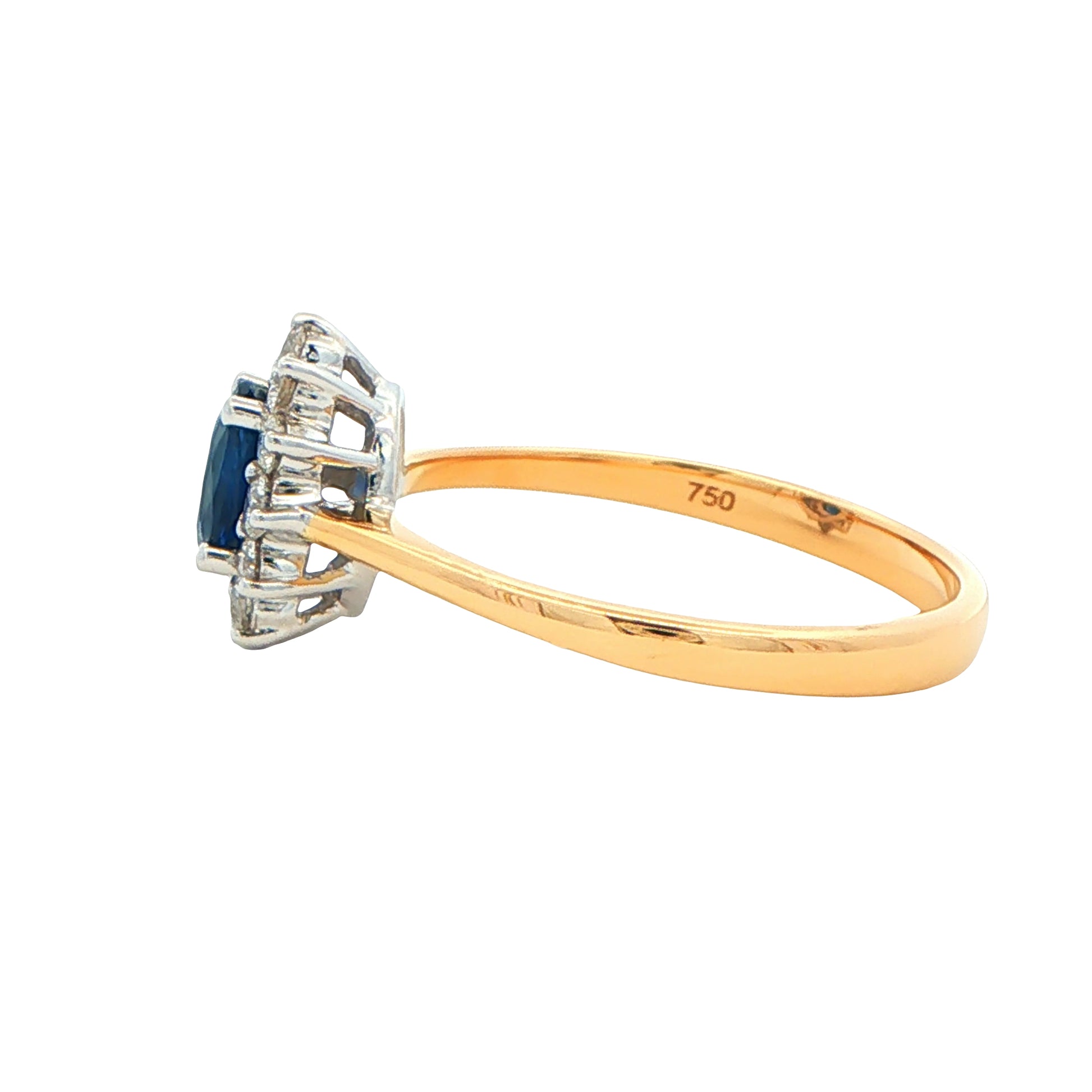 Sapphire and Round Brilliant Diamond Cluster Style Ring Gardiner Brothers
