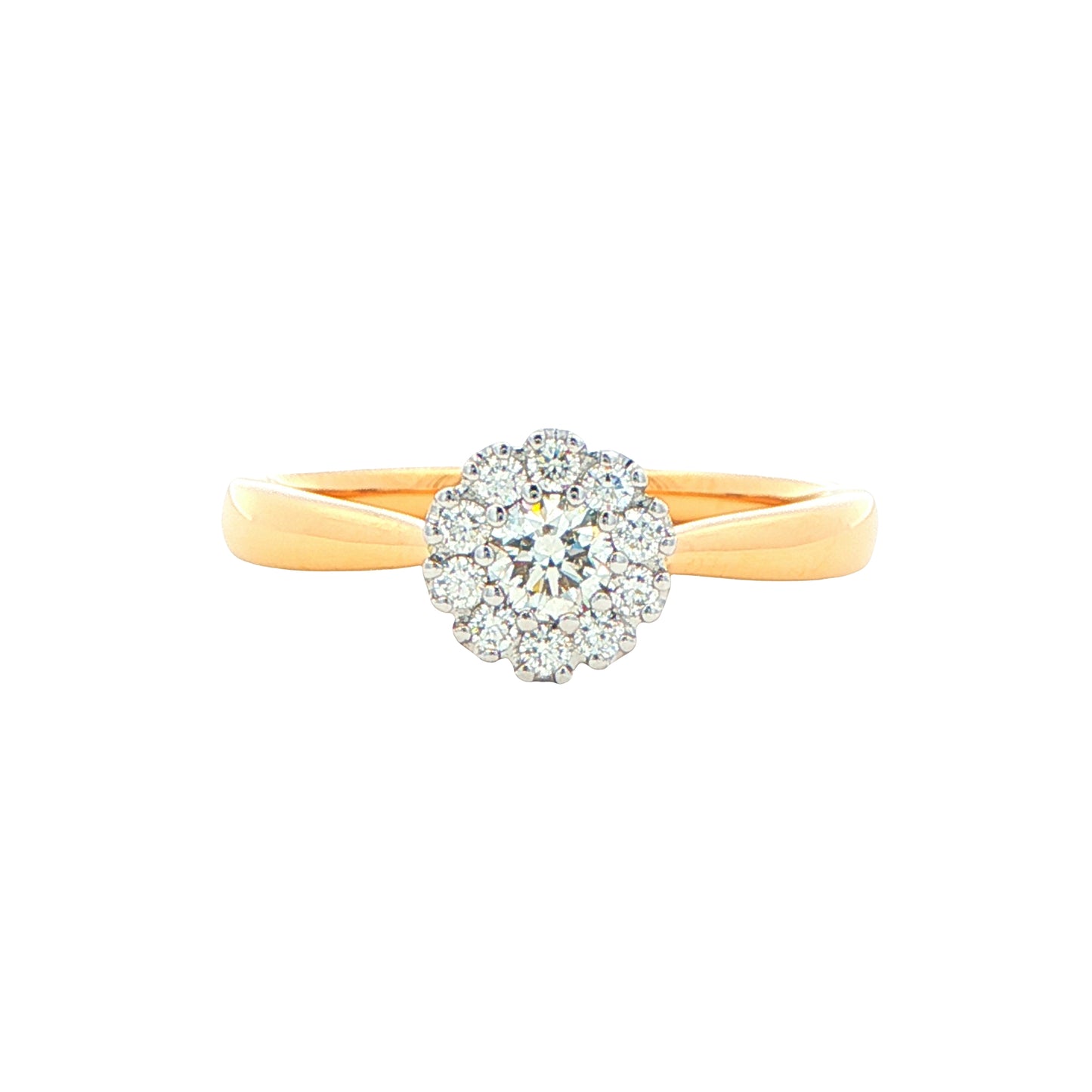 Yellow Gold Round Brilliant Cut Diamond Cluster Ring - 0.31cts gardiner-brothers