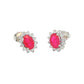 Ruby and Round Brilliant Cut Diamond Cluster Style Earrings Gardiner Brothers