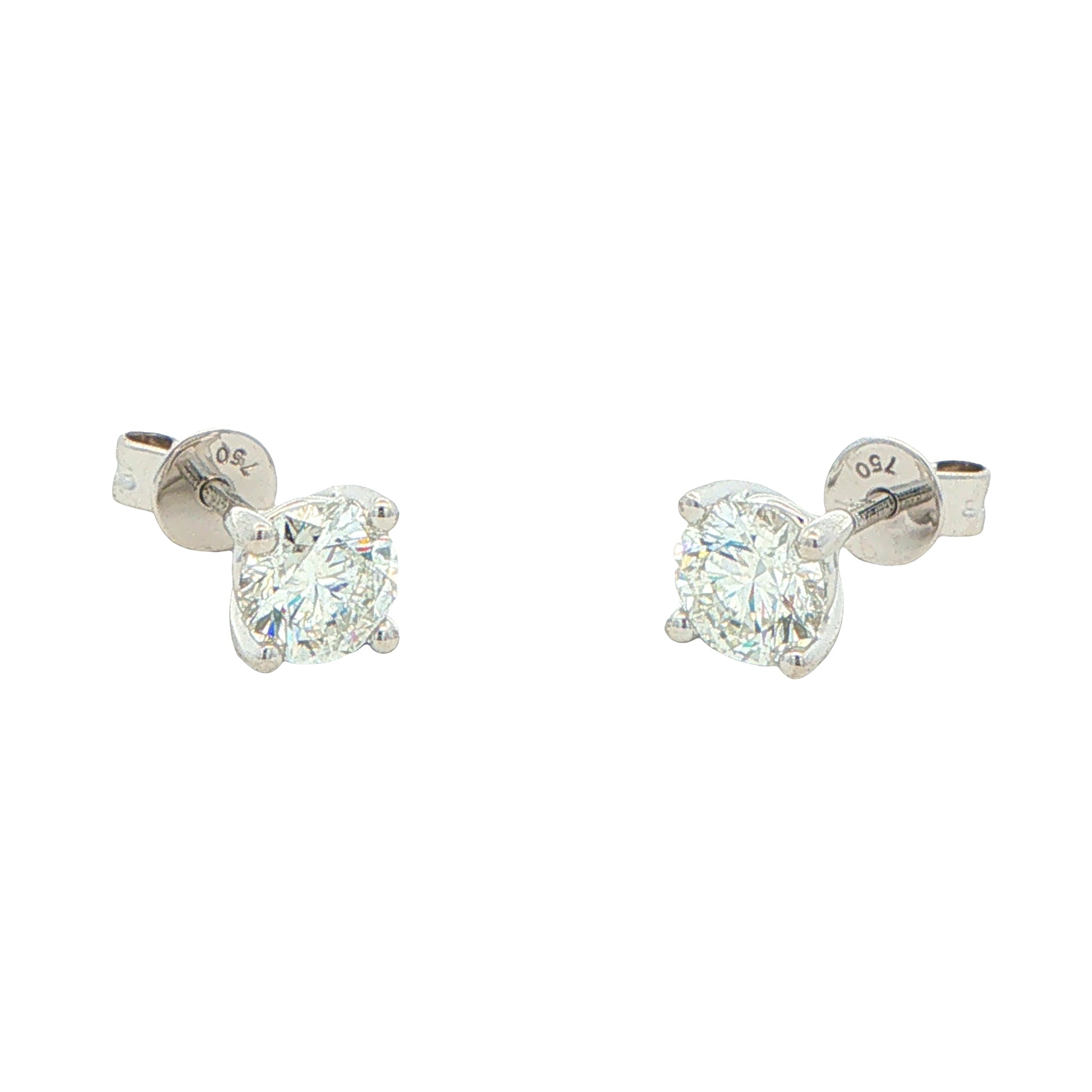 ROUND BRILLIANT CUT DIAMOND SOLITAIRE EARRINGS - 1.20cts Gardiner Brothers