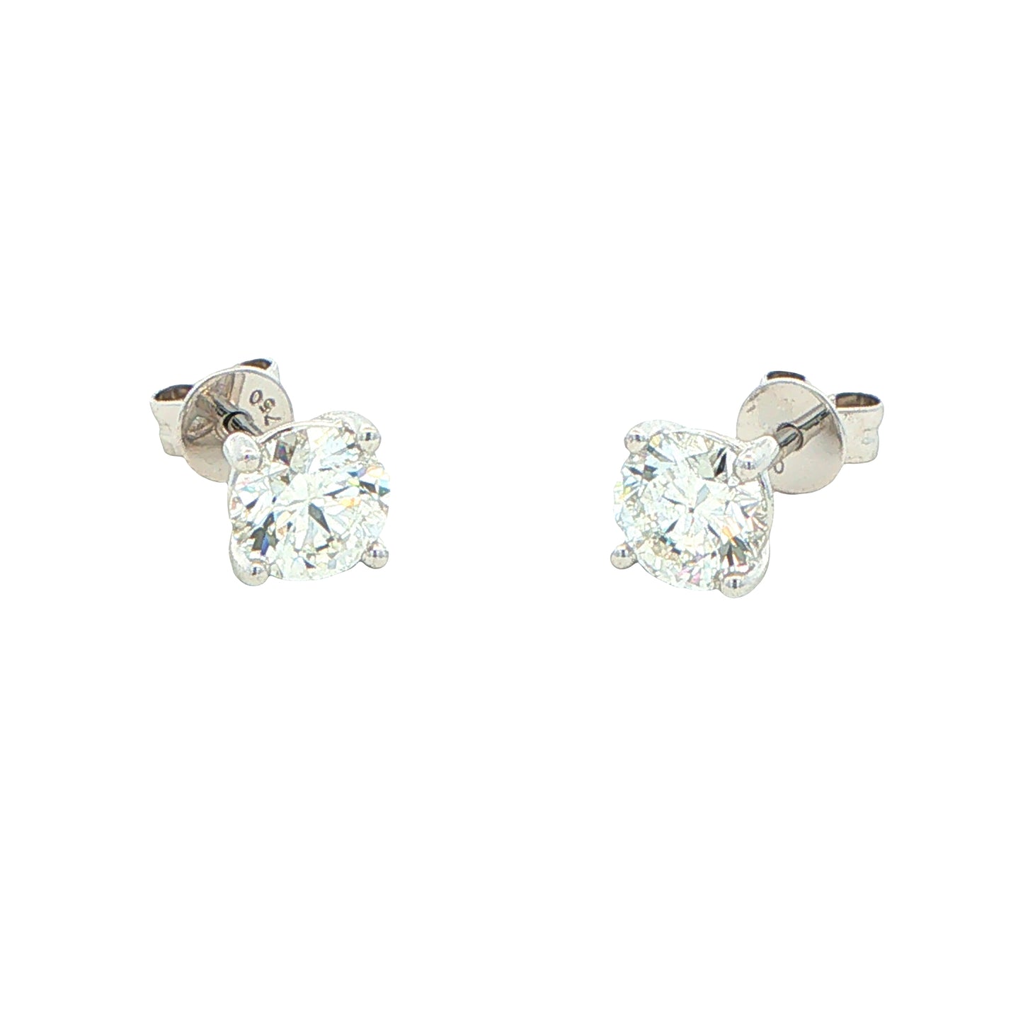 Round Brilliant Cut Diamond Solitaire Earrings - 1.40cts Gardiner Brothers