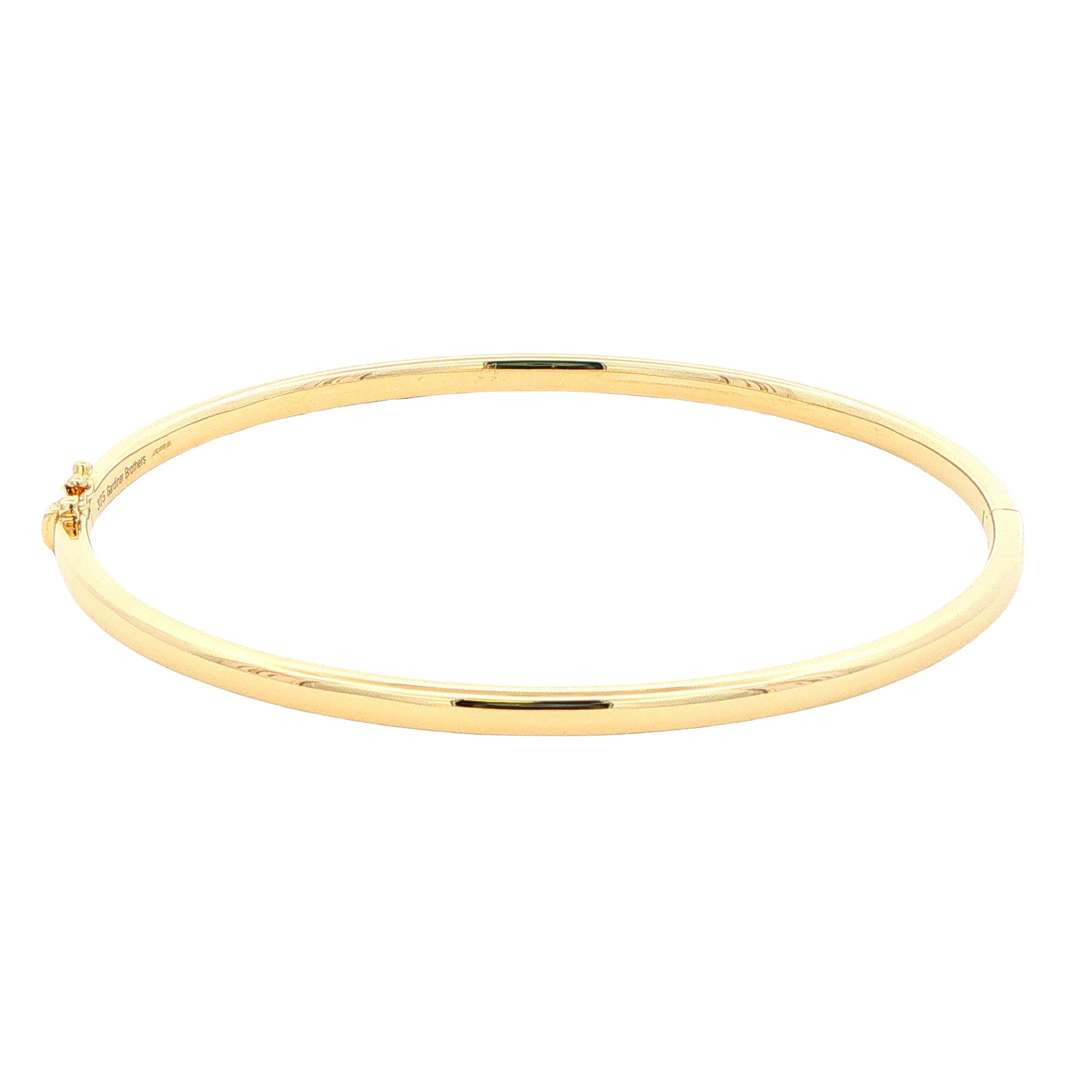 Yellow Gold 3mm Solid Bangle with a court profile Gardiner Brothers