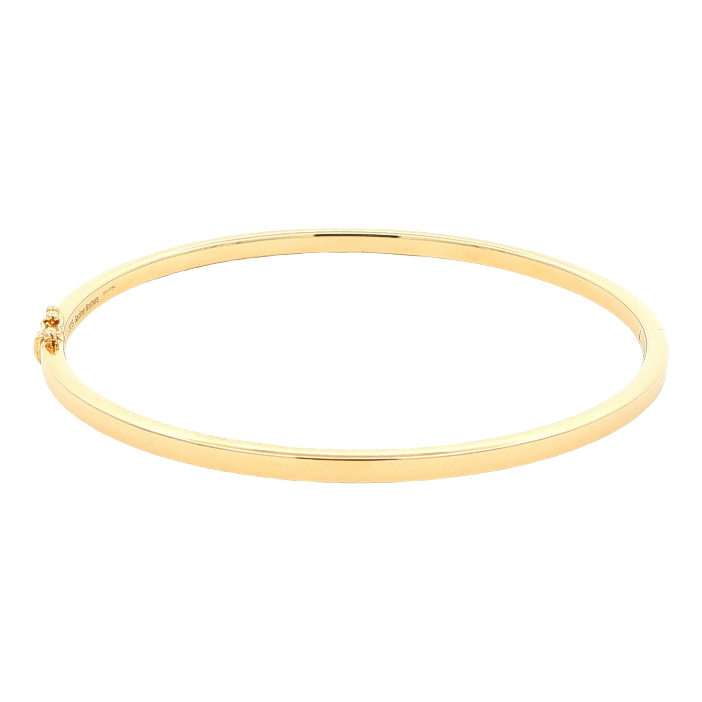 Yellow Gold 3mm solid bangle in a flat profile with rounded edges Gardiner Brothers