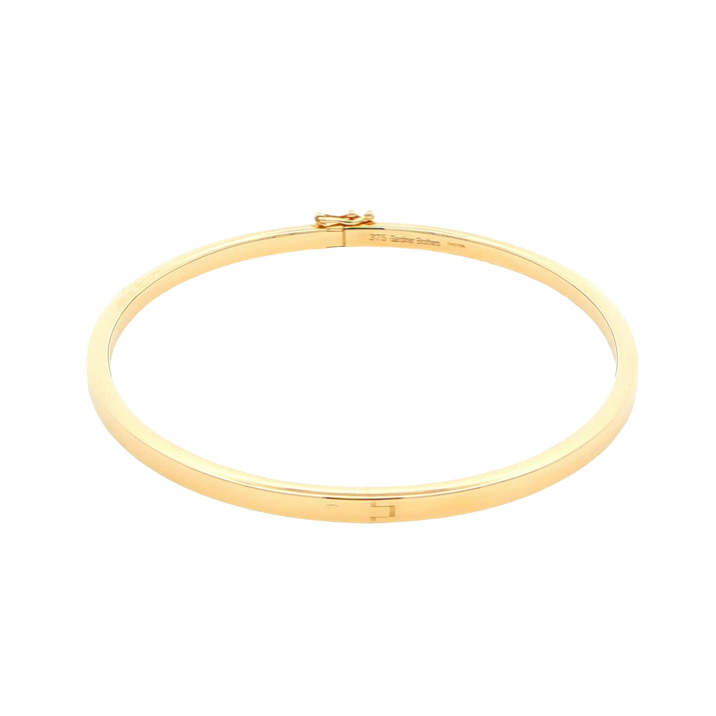 Yellow Gold 3mm solid bangle in a flat profile with rounded edges Gardiner Brothers